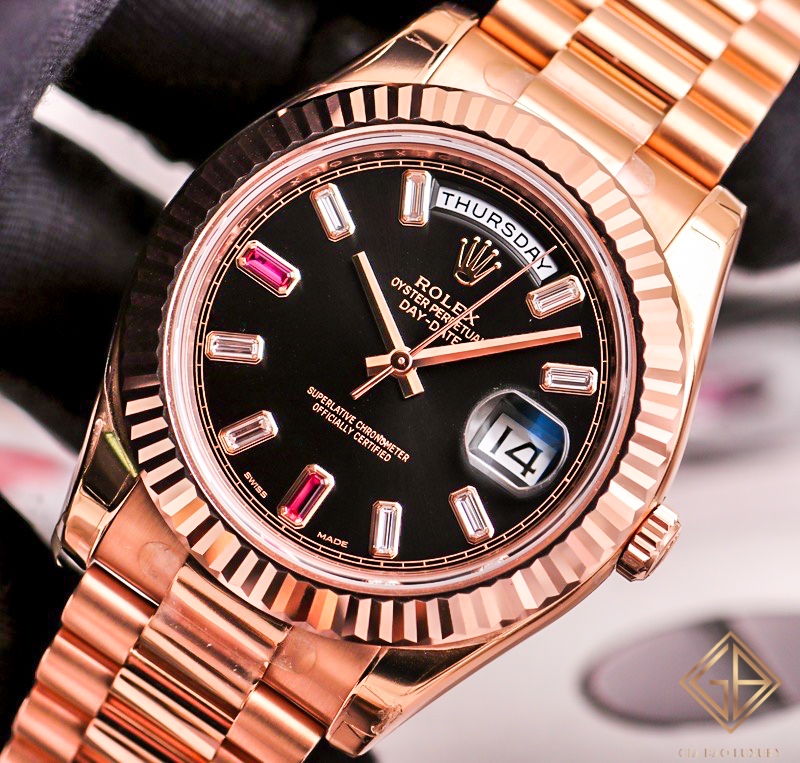 Đồng Hồ Rolex Day-Date II 218235 Mặt Số Đen