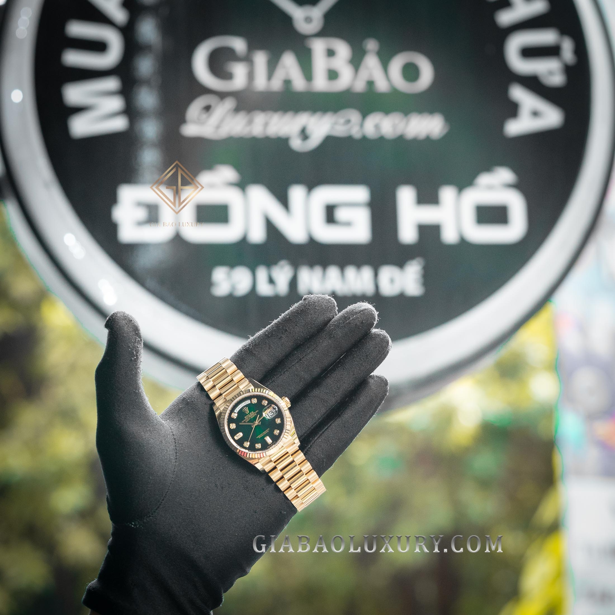 đồng hồ Rolex Day-Date 128238 Mặt xanh lá