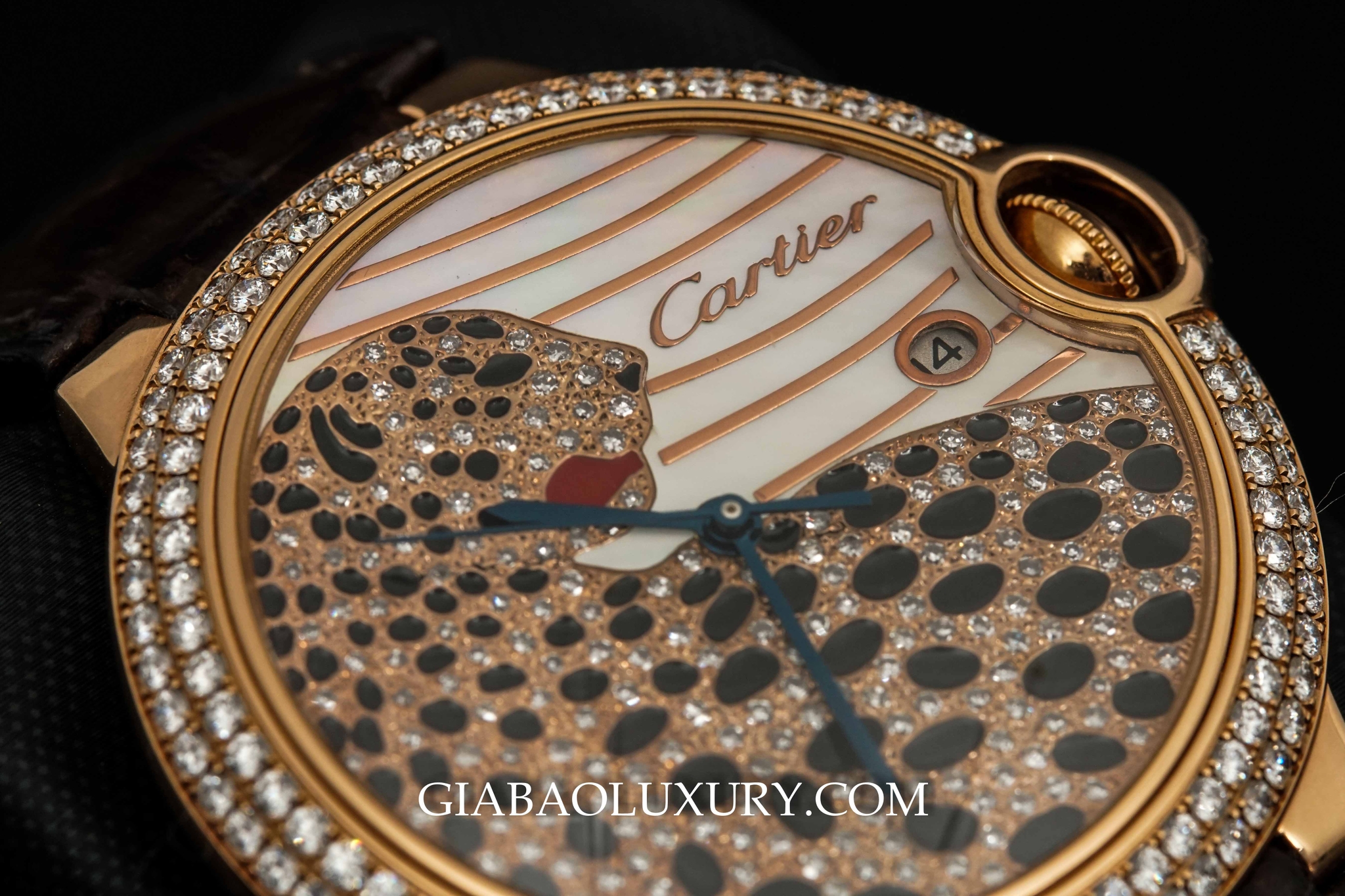 Đồng Hồ Cartier Ballon Bleu Panther Rose Gold With Diamonds