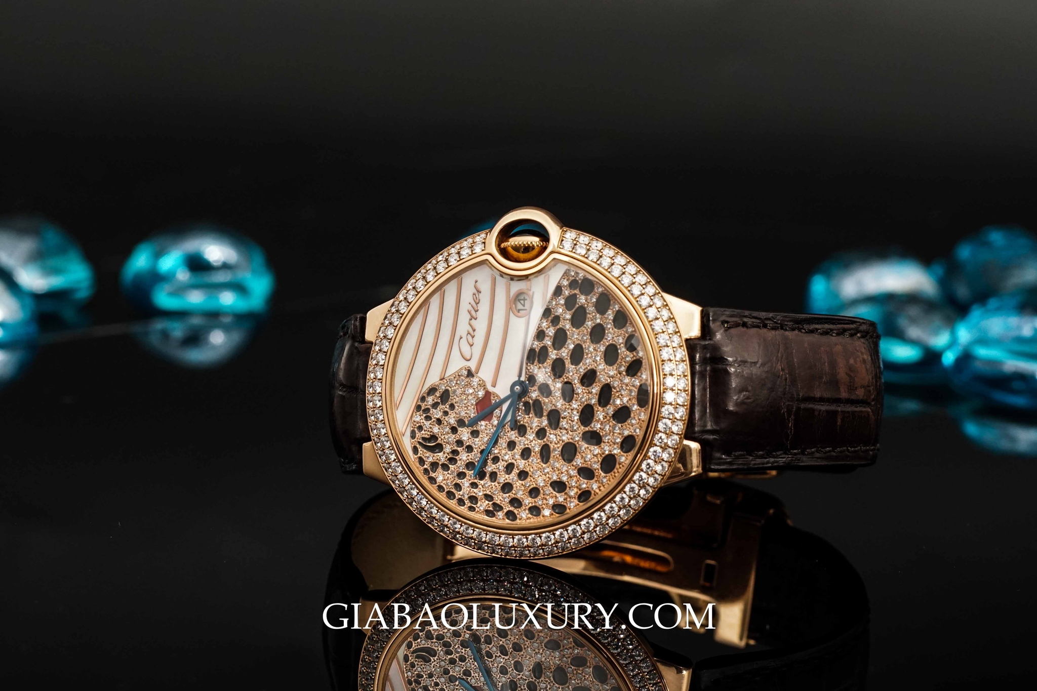 Đồng Hồ Cartier Ballon Bleu Panther Rose Gold With Diamonds