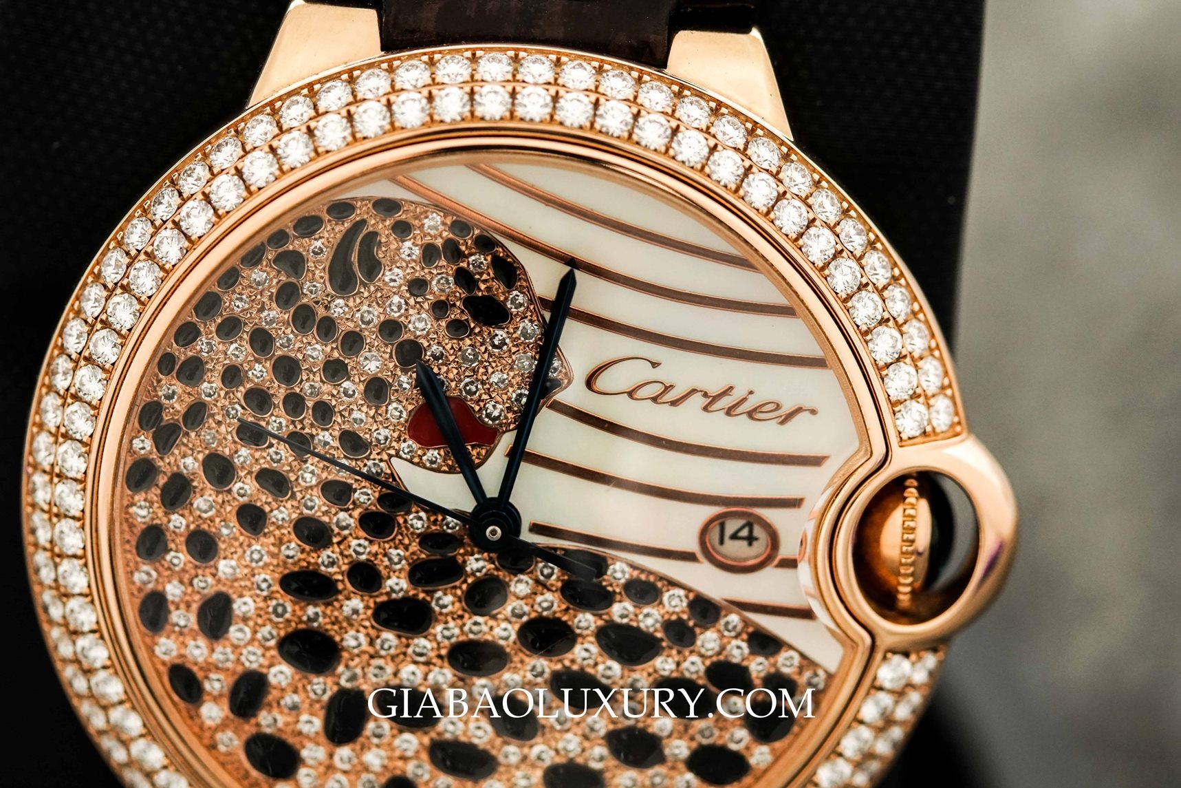 Đồng Hồ Cartier Ballon Bleu Panther Rose Gold With Diamonds