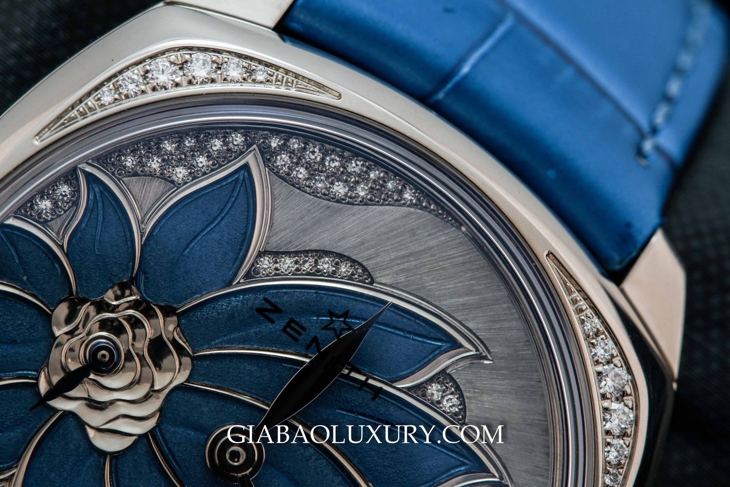 Đồng Hồ Zenith Star Blue Enameled Flower Dial