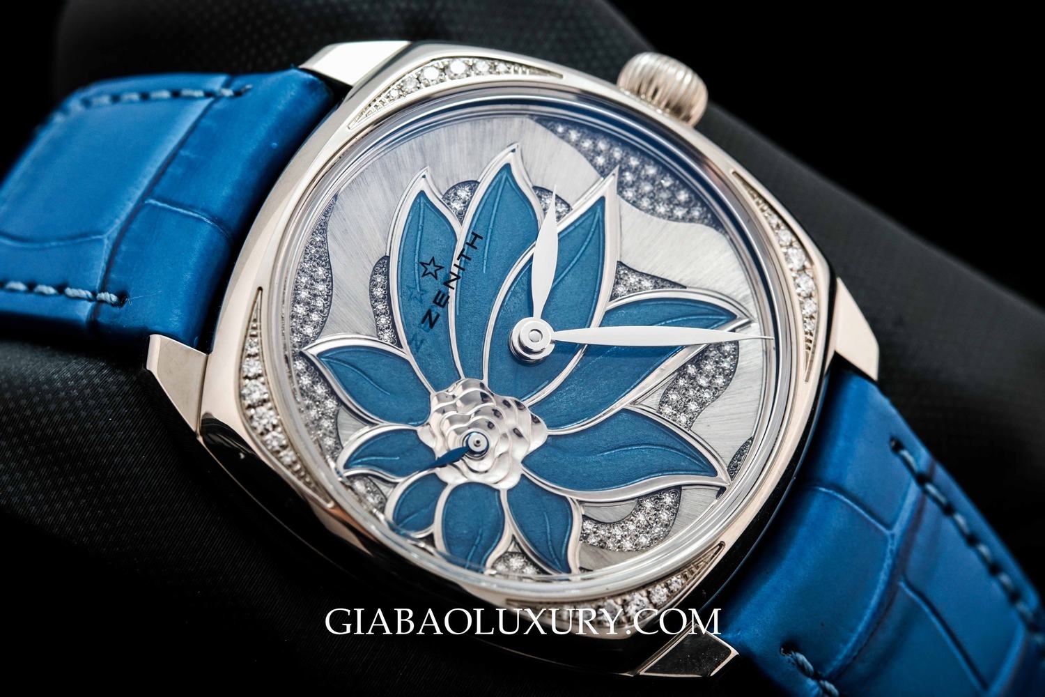 Đồng Hồ Zenith Star Blue Enameled Flower Dial