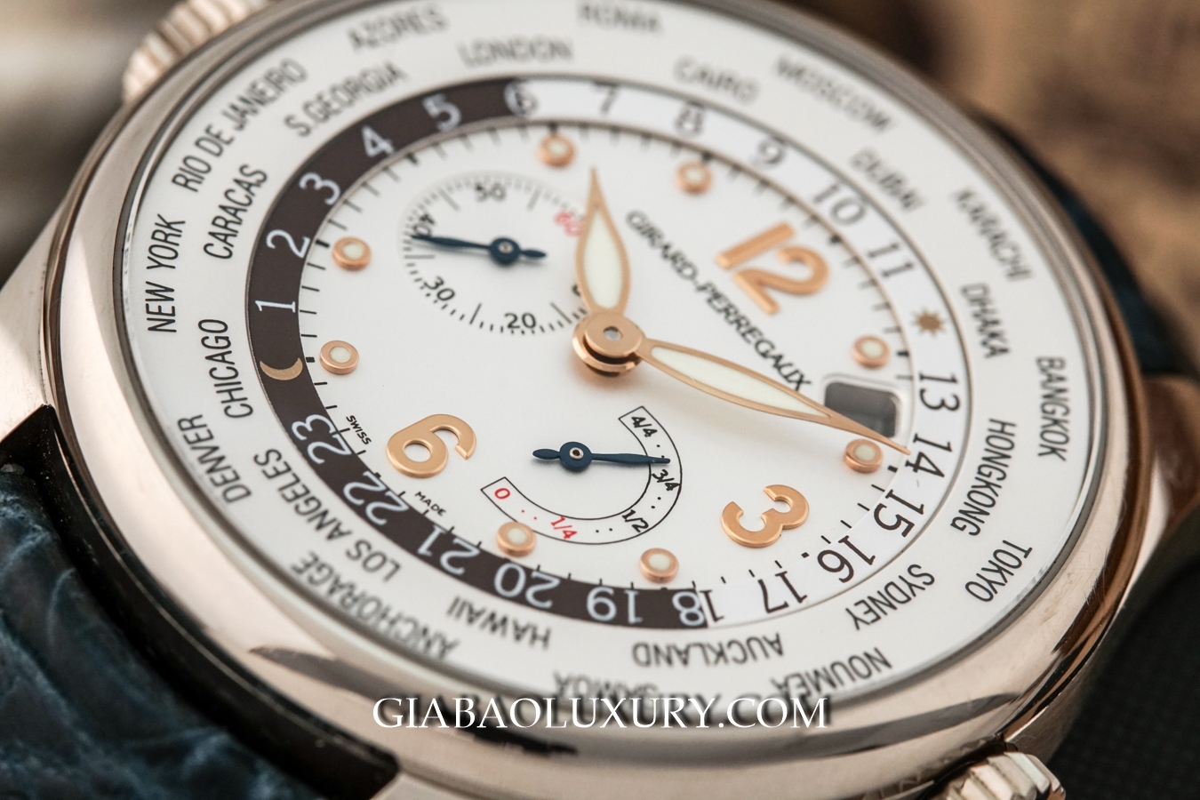 Đồng Hồ Girard Perregaux World Time Power Reserve Vàng Trắng