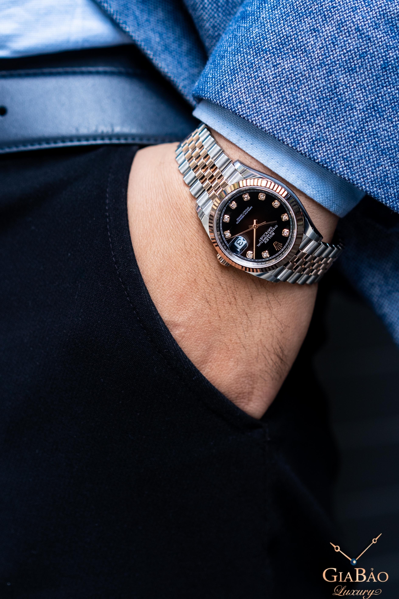 Đồng Hồ Rolex Datejust 126231 Mặt Số Đen Nạm Kim Cương