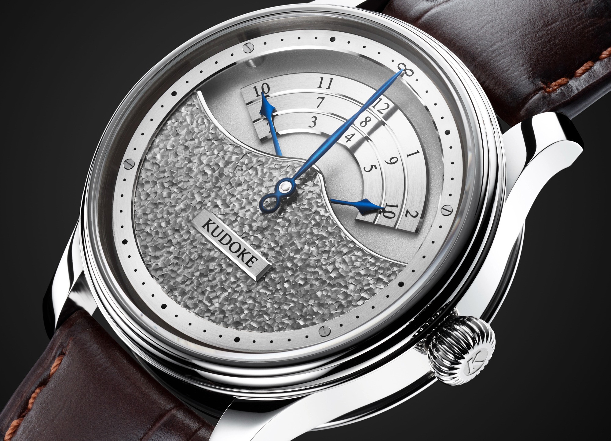 KUDOKE 3, máy lên dây cót tay cơ bản, mặt số Flakes Bạc