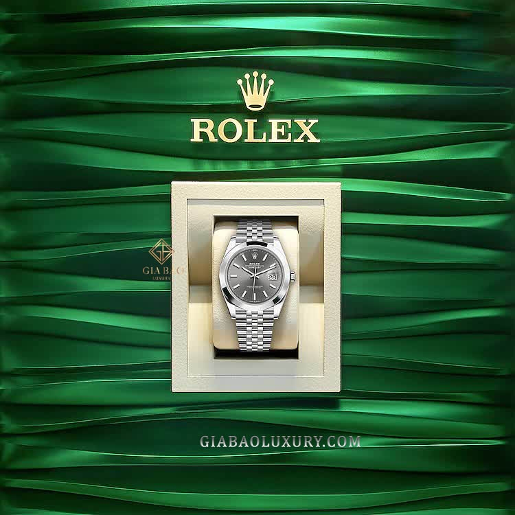 Đồng Hồ Rolex Datejust 41 126300 Mặt Số Xám Cọc Số Dạ Quang