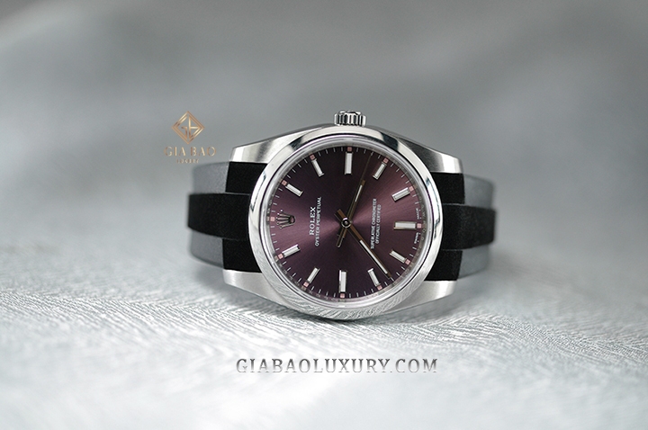Dây cao su Rubber B dành cho đồng hồ Rolex Oyster Perpetual và Rolex Datejust size 31mm - TUXEDO VELOUR - Tang Buckle Series