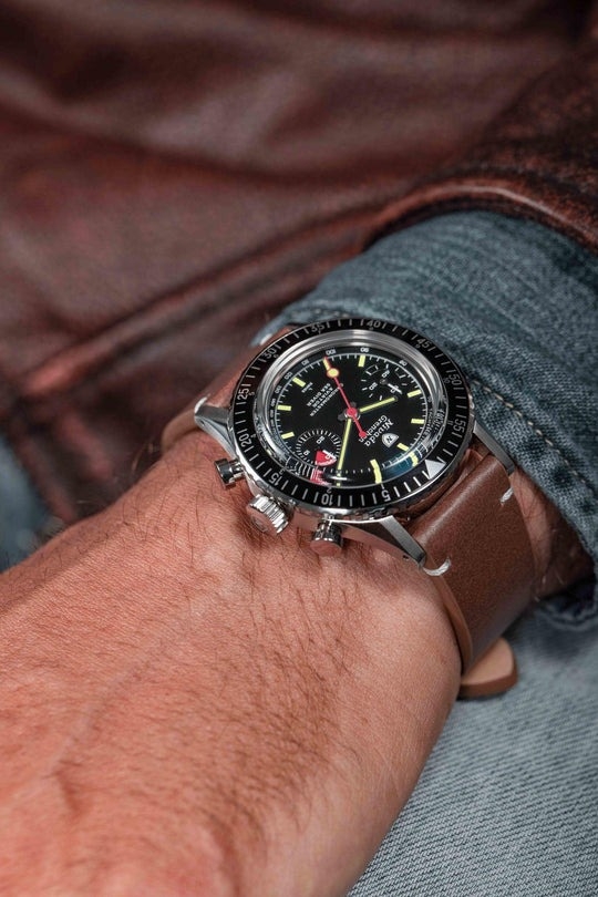 Nivada Grenchen, dòng sản phẩm Chronomaster Lollipop, Ref no: 86011M, mặt số màu đen