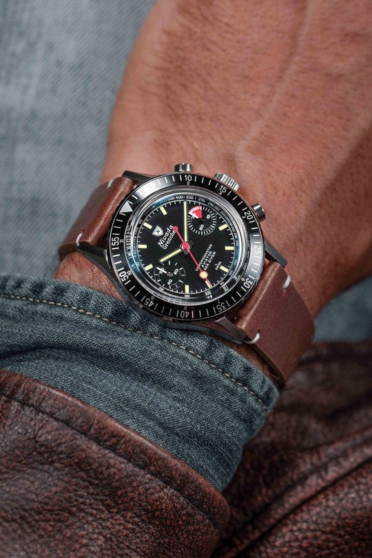 Nivada Grenchen, dòng sản phẩm Chronomaster Lollipop, Ref no: 86011M, mặt số màu đen