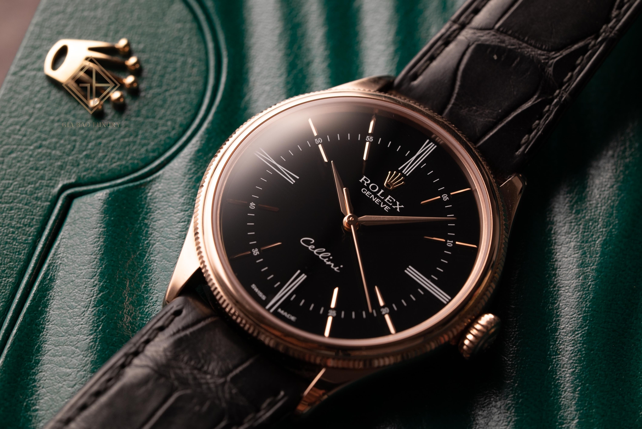 Đồng Hồ Rolex Cellini Time 50505 Mặt Số Đen