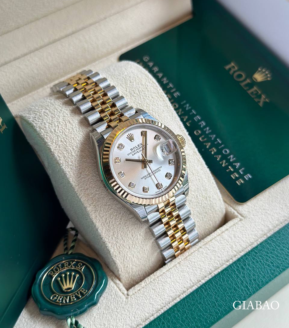 Đồng Hồ Rolex Lady Datejust 31 278273 Mặt Số Bạc Cọc Số Nạm Kim Cương