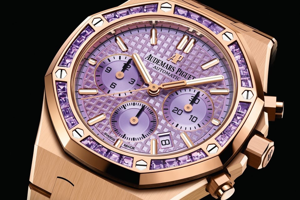 Đồng hồ Audemars Piguet Royal Oak Self-Winding Chronograph 38mm trong vàng hồng, mặt số tím