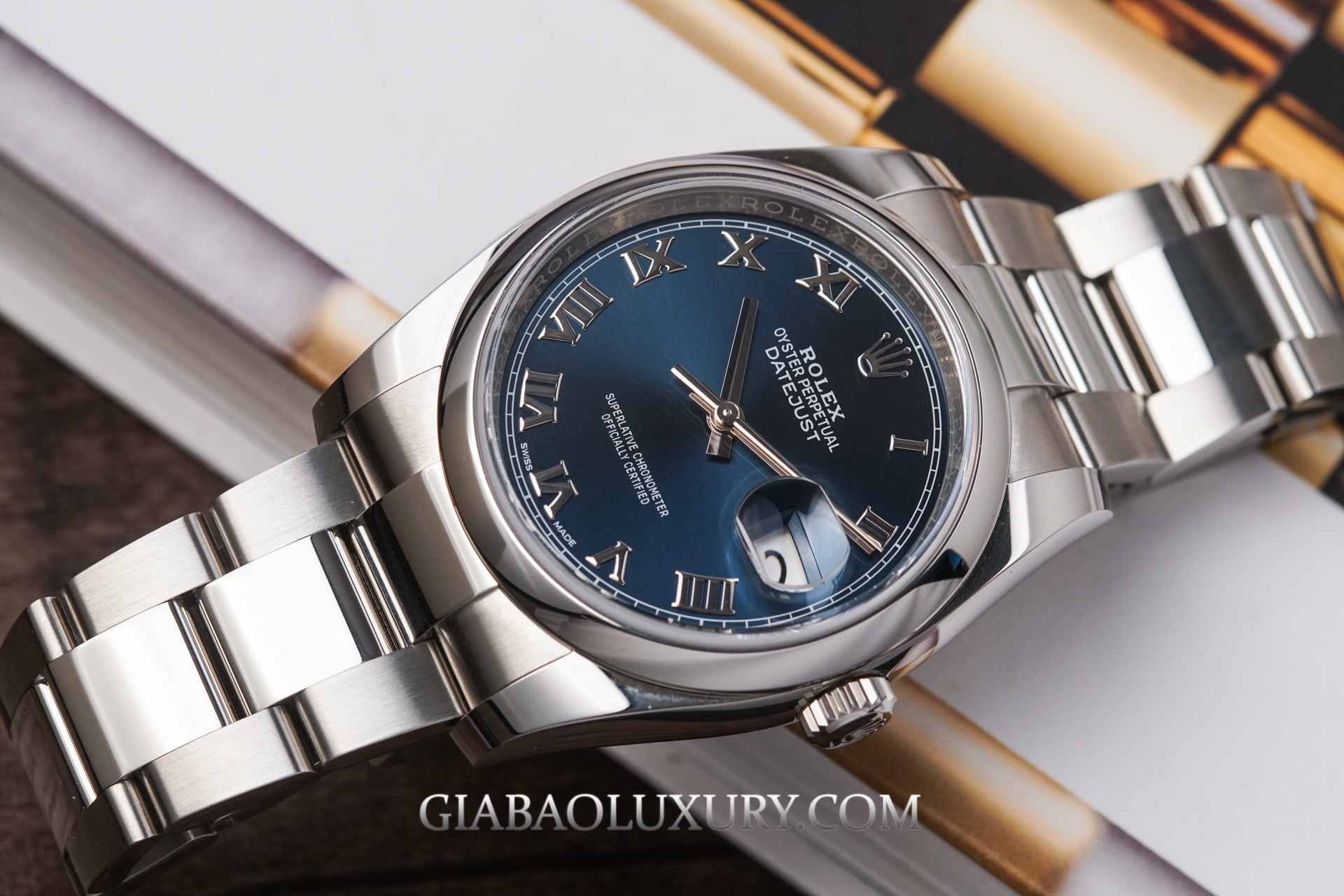 Đồng Hồ Rolex Datejust 36 116200 Mặt Số Xanh Cọc Số La Mã Dây Đeo Oyster