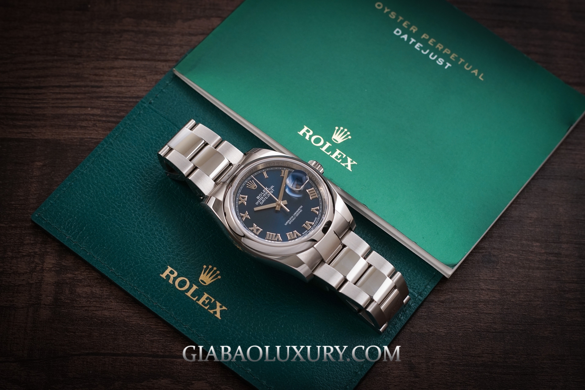 Đồng Hồ Rolex Datejust 36 116200 Mặt Số Xanh Cọc Số La Mã Dây Đeo Oyster