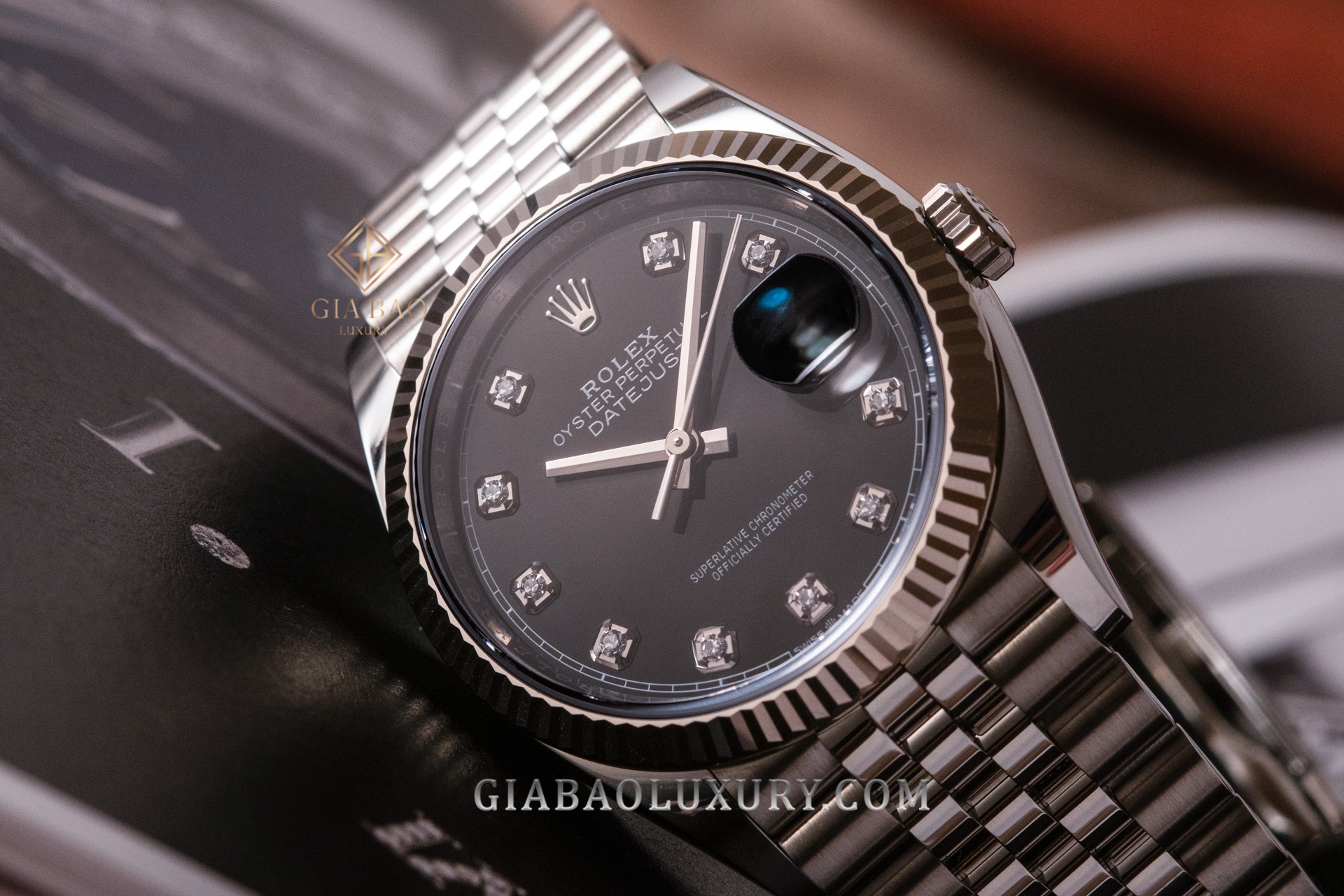 Đồng Hồ Rolex Datejust 36 126234-0027 Mặt Số Đen Cọc Số Kim Cương