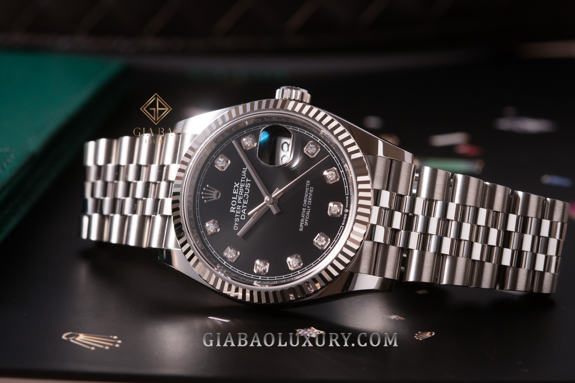 Đồng Hồ Rolex Datejust 36 126234-0027 Mặt Số Đen Cọc Số Kim Cương