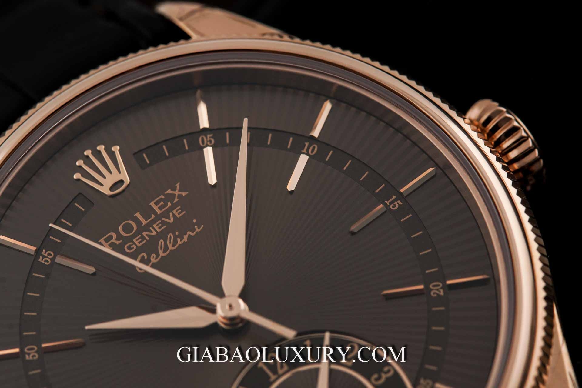 Đồng Hồ Rolex Cellini Dual Time 50525 Mặt Số Nâu