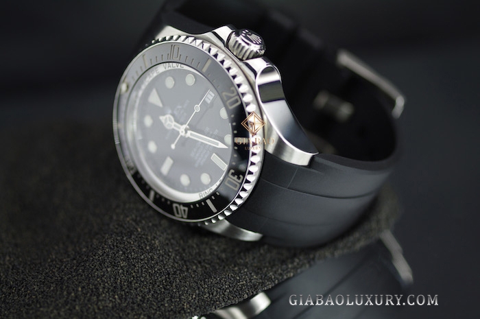 Dây cao su Rubber B dành cho đồng hồ Rolex Sea-Dweller DEEPSEA 44mm Ref. 126660 vành Ceramic khóa Glidelock (2018 - nay) -  Flared Tang Series