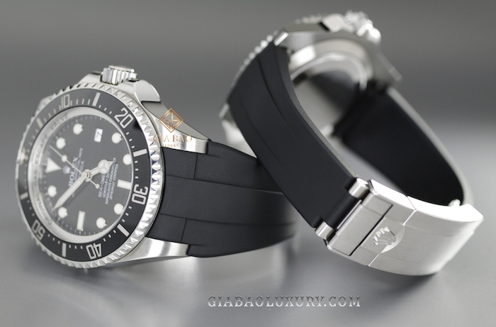 Dây cao su Rubber B dành cho đồng hồ Rolex Sea-Dweller DEEPSEA 44mm Ref. 116660 vành Ceramic khóa Glidelock (2008 - 2017) - Glidelock Edition