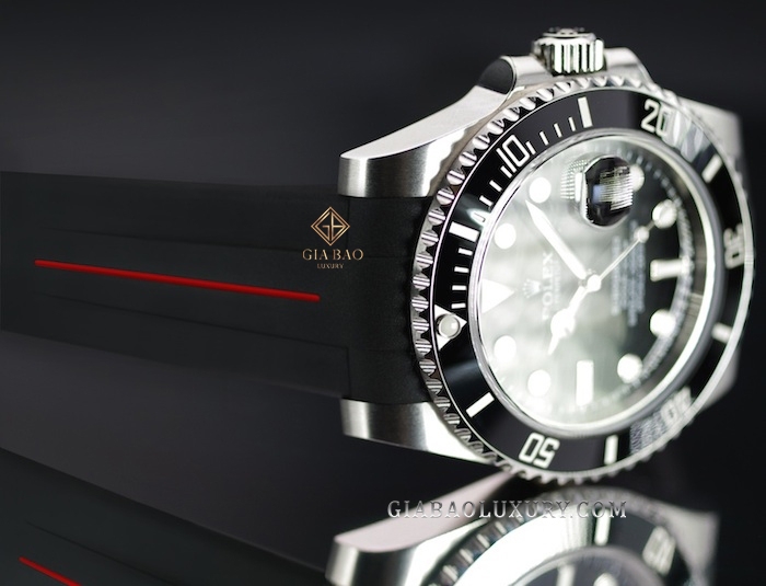 Dây cao su Rubber B dành cho đồng hồ Rolex Sea-Dweller 4000 Ref. 116600 với vành gốm Ceramic khóa Glidelock - Tang Buckle Series VulChromatic®