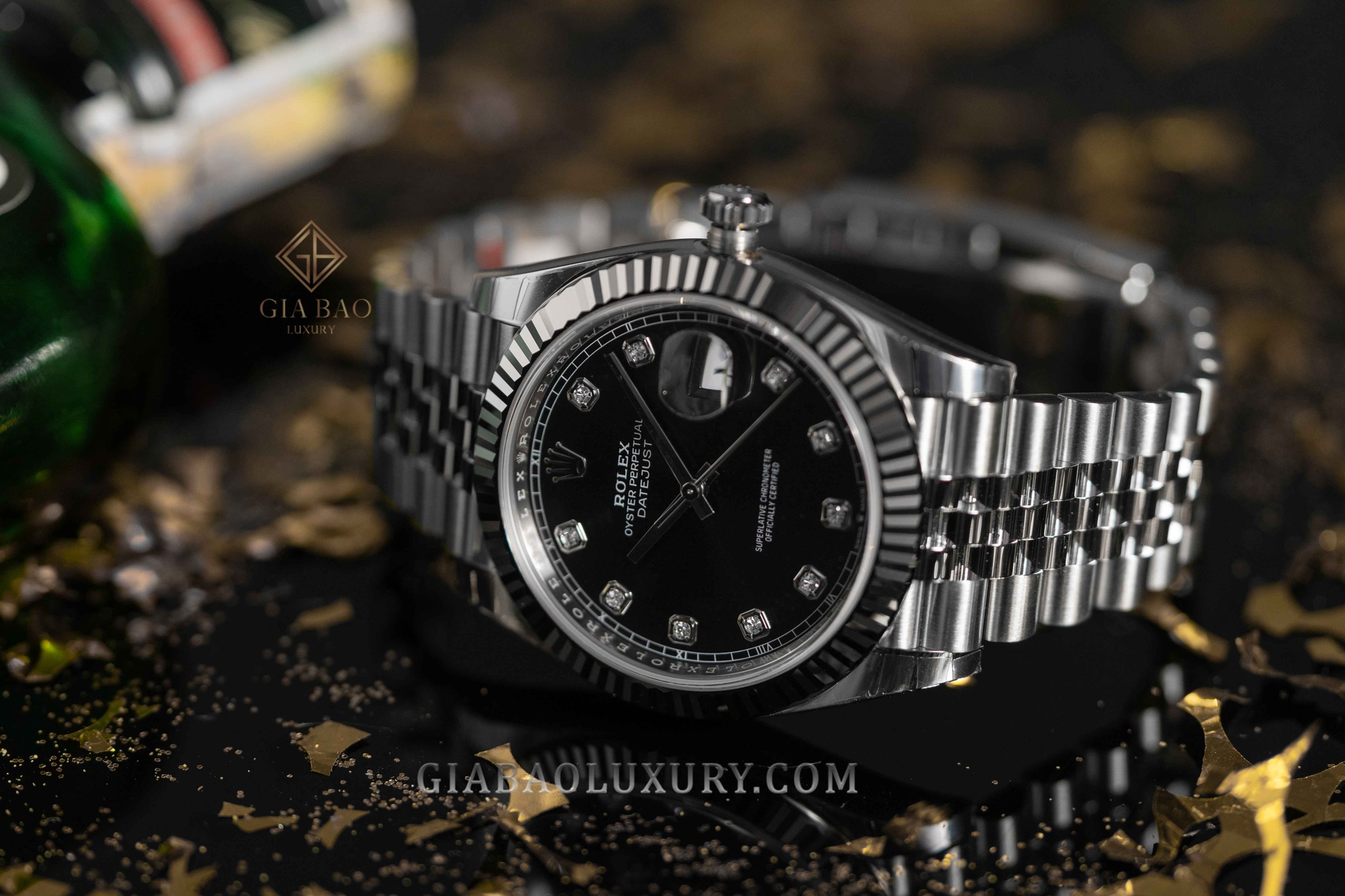 Đồng Hồ Rolex Datejust 41 126334 Mặt Số Đen Nạm Kim Cương