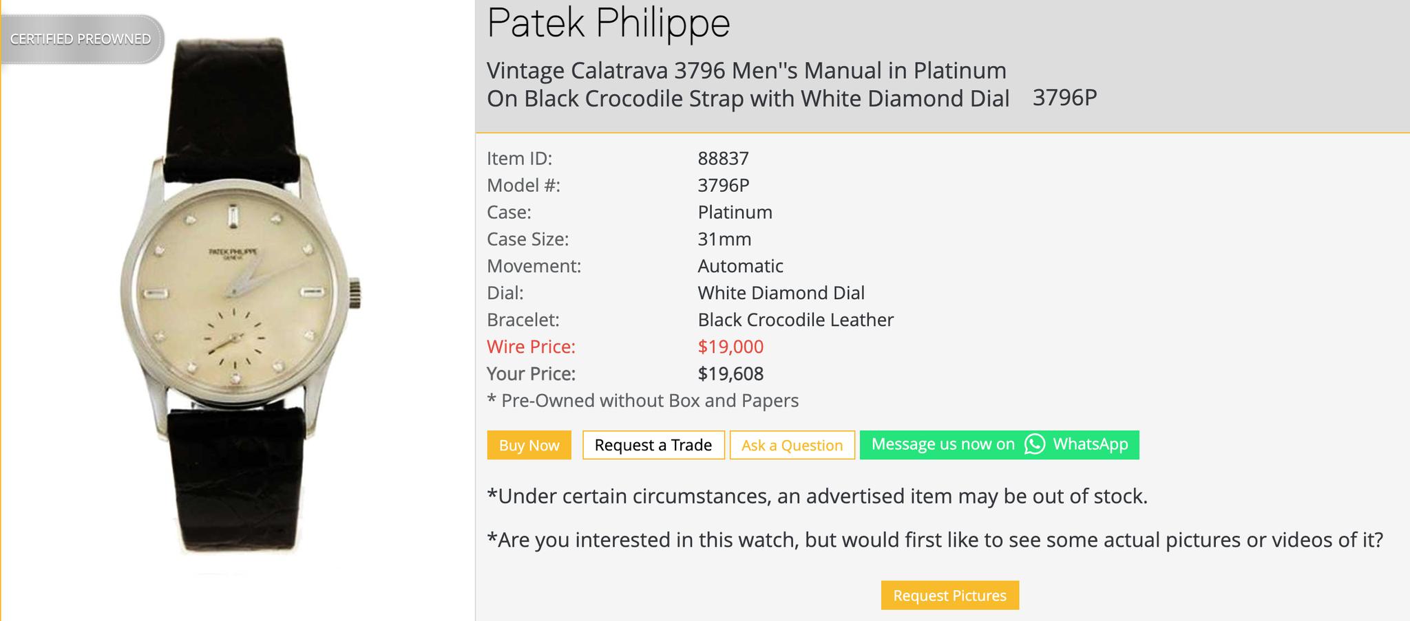 Patek Philippe Calatrava ref. 3796P