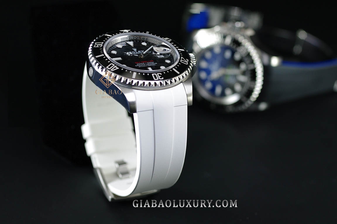 Dây cao su Rubber B dành cho đồng hồ Rolex Sea-Dweller 43mm Ref. 126600 vành Ceramic khóa Glidelock - Tang Buckle Series