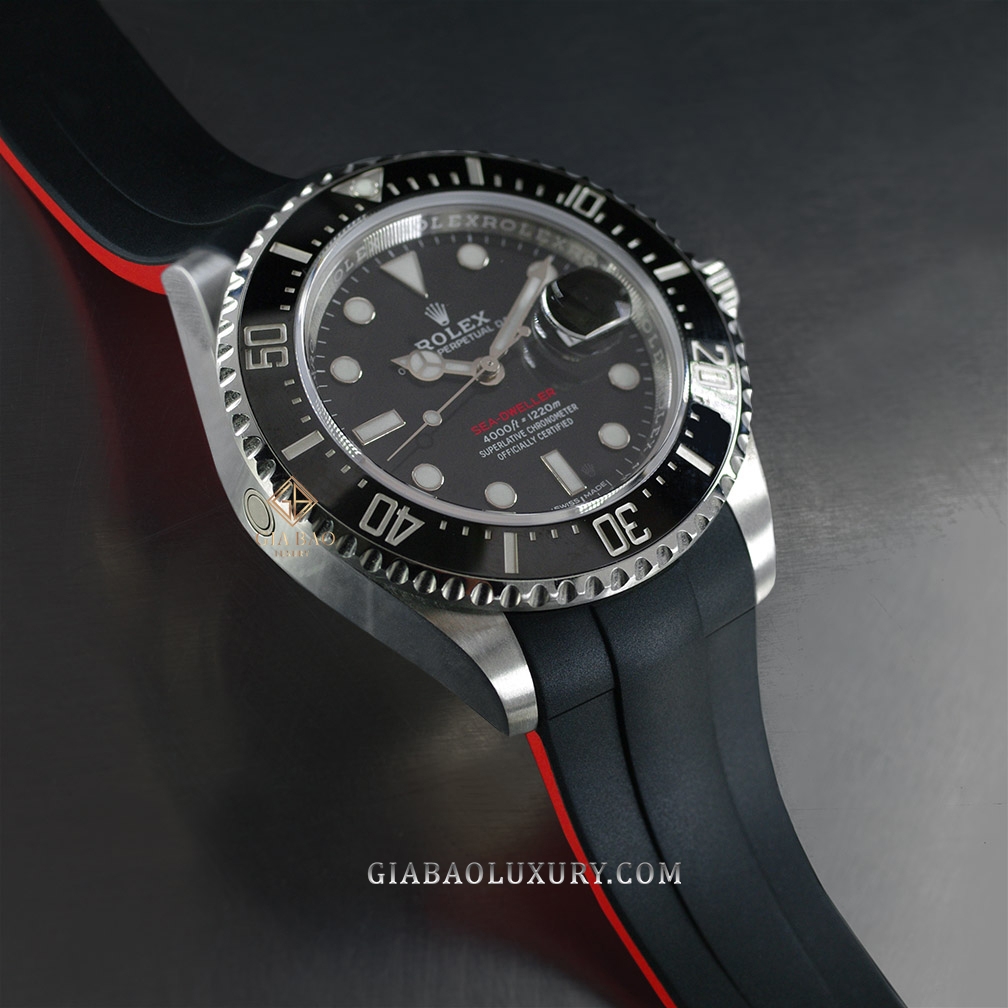 Dây cao su Rubber B dành cho đồng hồ Rolex Sea-Dweller 43mm Ref. 126600 vành Ceramic khóa Glidelock - Glidelock Series VulChromatic®