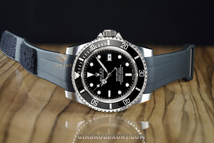 Dây cao su Rubber B dành cho đồng hồ Rolex Sea-Dweller 40mm Ref. 16600 phiên bản vành bezel Non - Ceramic - Velcro® Series