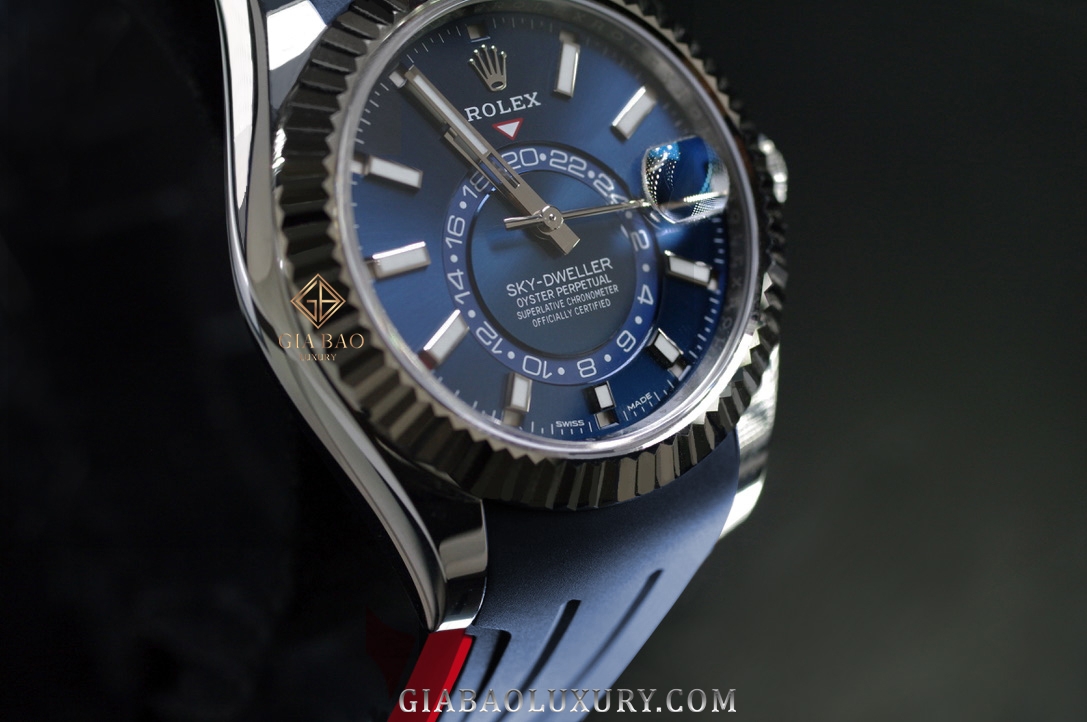 Dây cao su Rubber B dành cho đồng hồ Rolex Sky-Dweller dây Oyster thép không gỉ vỏ Two - tone