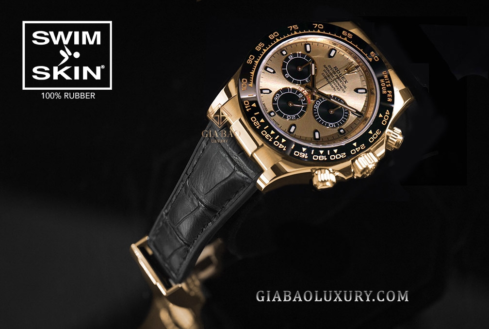 Dây cao su Rubber B dành cho đồng hồ Rolex Daytona phiên bản dây cao su Oysterflex - SwimSkin® Giả Da Cá Sấu