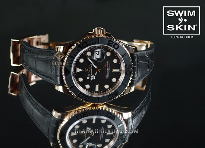 Dây cao su Rubber B dành cho đồng hồ Rolex Yachtmaster 40mm dây Oysterflex - SwimSkin® Alligator