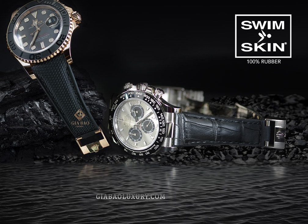 Dây cao su Rubber B dành cho đồng hồ Rolex Daytona phiên bản dây cao su Oysterflex - SwimSkin® Giả Da Cá Sấu