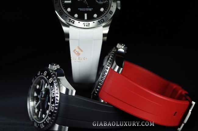 Dây cao su Rubber B dành cho đồng hồ Rolex Sea-Dweller 4000 Ref. 116600 với vành gốm Ceramic khóa Oyster Glidelock - Tang Buckle Series