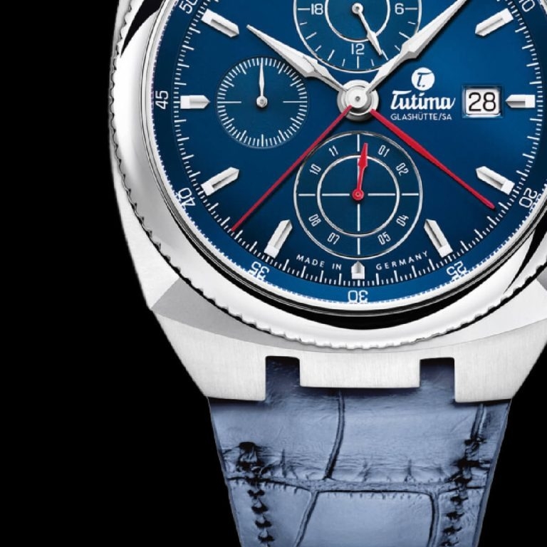 Tutima, dòng sản phẩm Saxon One, Ref no: 6420-06, mặt số màu xanh hoàng gia