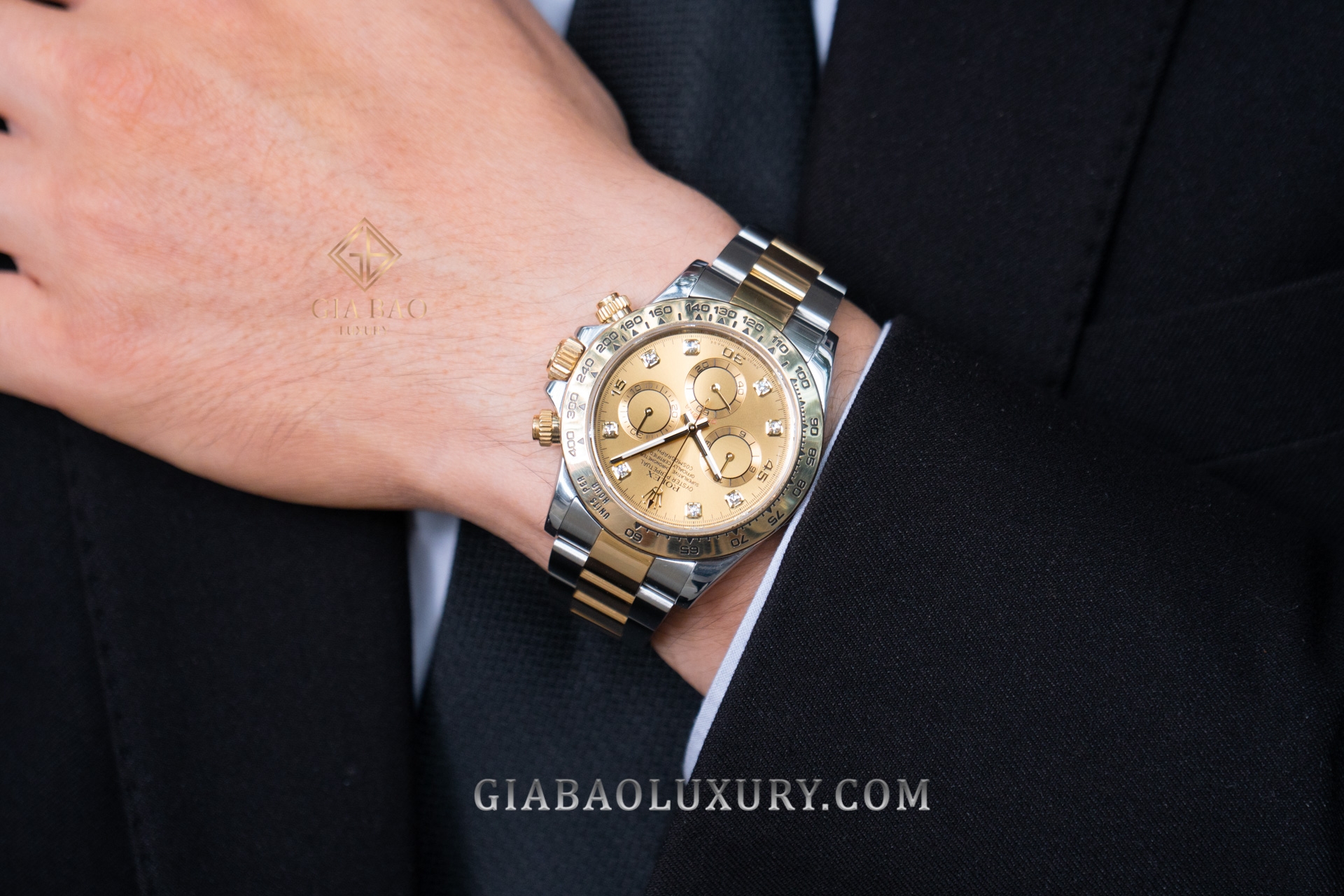 Đồng Hồ Rolex Cosmograph Daytona 116503 Mặt Số Champagne Nạm Kim Cương