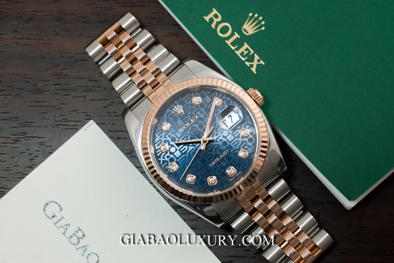 Đồng Hồ Rolex Datejust 116231 Mặt Số Vi Tính Xanh Nạm Kim Cương