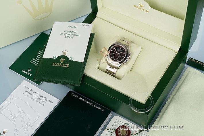 Đồng Hồ Rolex Cosmograph Daytona 116509 Mặt Số Đen Cọc Số Arabic