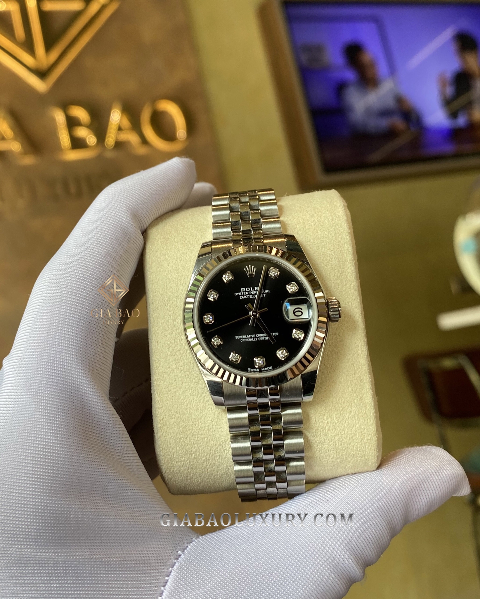 Đồng Hồ Rolex Datejust 31 178274 Mặt Số Đen Nạm Kim Cương