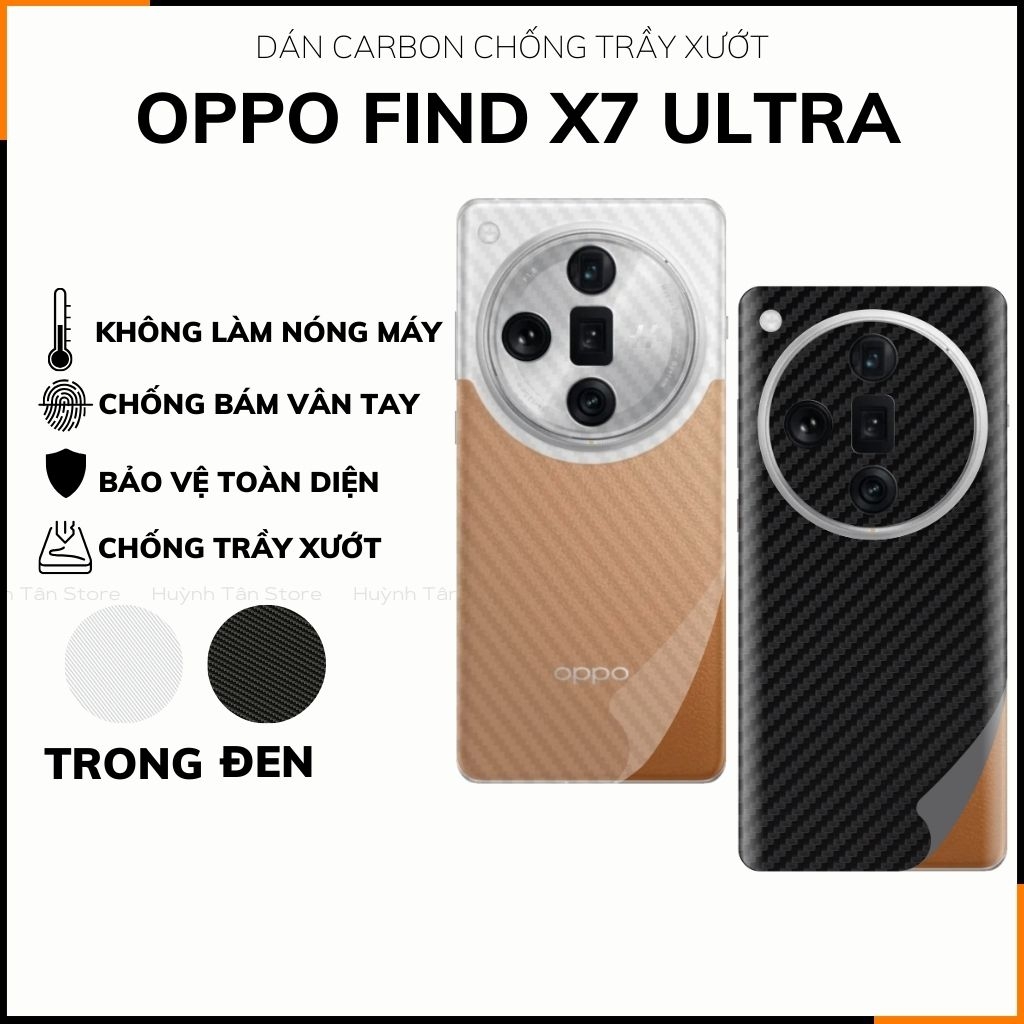 Miếng dán samsung oppo find x7 ultra carbon trong và đen chống trầy xướt chống bám vân tay phụ kiện điện thoại huỳnh tân store