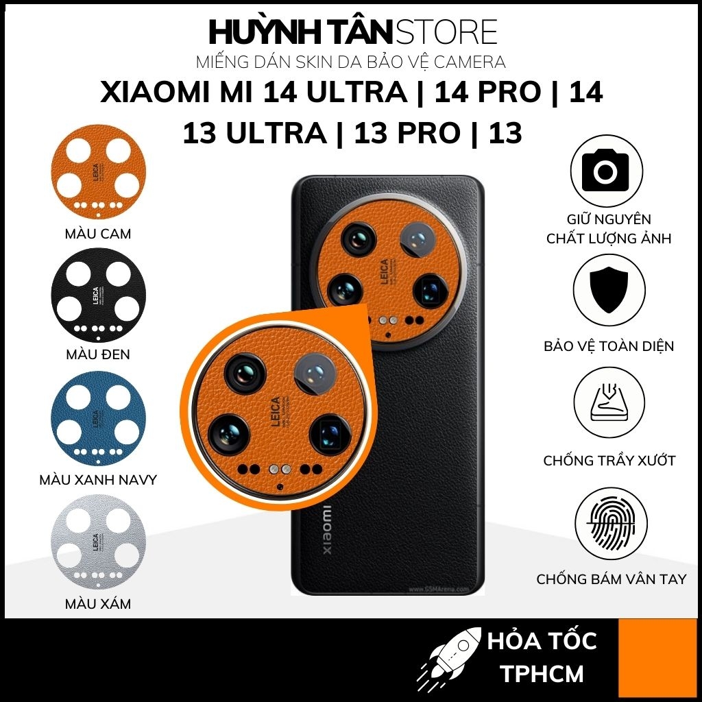 Miếng dán camera xiaomi mi 14 ultra 13 ultra 13 14 pro skin da in logo Leica chống trầy xướt bảo vệ camera huỳnh tân