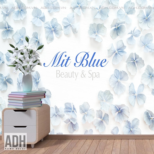 Tranh dán tường tự dán Spa-Làm đẹp- Mỹ phẩm- Nail- Sắc đẹp- Make up-  xanh Blue nước biển