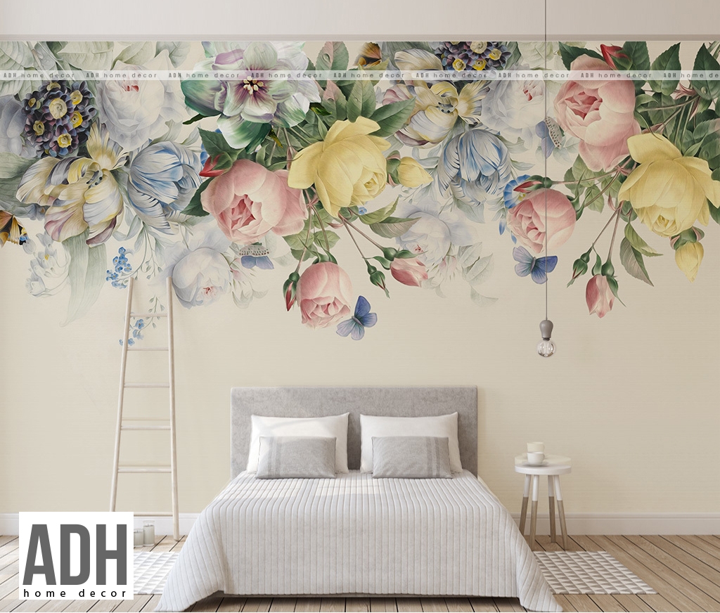 Tranh dán tường hoa cổ điển, floral, các loài hoa, phong cách cổ điển châu âu ADHW 180525-07