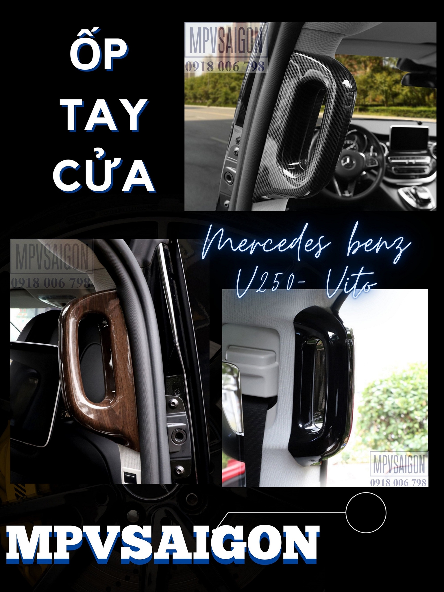 Ốp tay cửa ốp che dây an toàn Mercedes Benz V250 - Vito