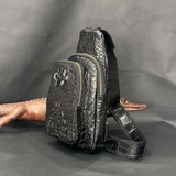 Túi bao tử nam da cá sấu màu đen