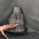 Túi bao tử nam da cá sấu màu đen