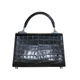 Túi đeo chéo da bụng cá sấu thật màu đen