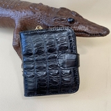 Ví nữ da cá sấu mini gấp 2 1 dây kéo