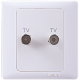 Bộ 2 ổ cắm TV có chống nhiễu, dải tần rộng (5-1000MHz), kết nối đầu ra chuẩn F vuông Simon Series 50 55117